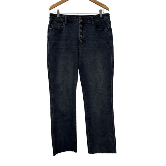 Judy Blue Womens Straight Fit Jeans Size 15/32 Button Fly Stretch Raw Hem - Picture 1 of 12